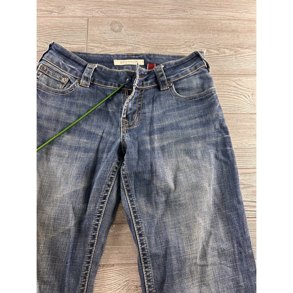 Stetson No 214 City Trouser Jeans Womens 29x31.5 Blue Denim Wide Leg Western - Picture 3 of 10